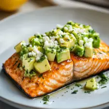 Healthy Baked Salmon with Avocado & Cotija