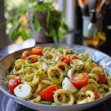 Light Pesto Caprese Pasta Salad