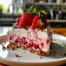 Strawberry Pretzel Ice Cream Cake