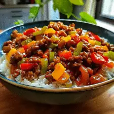 Healthy Beef and Pepper Rice Bowl